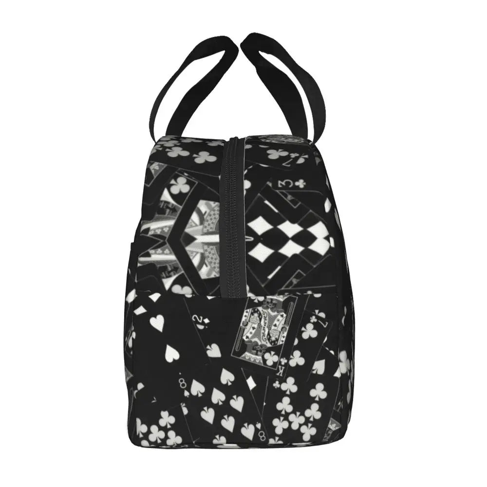 Poker Four Suits Portable Lunch Box Étanche Card Game Players Cooler Thermal Food Insulated Lunch Bag School Children Student