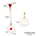 Alice In Wonderland Playing Card Earrings Women Funny Clock Poker Card Drop Earrings Hearts And Spades Playing Cards Earrings