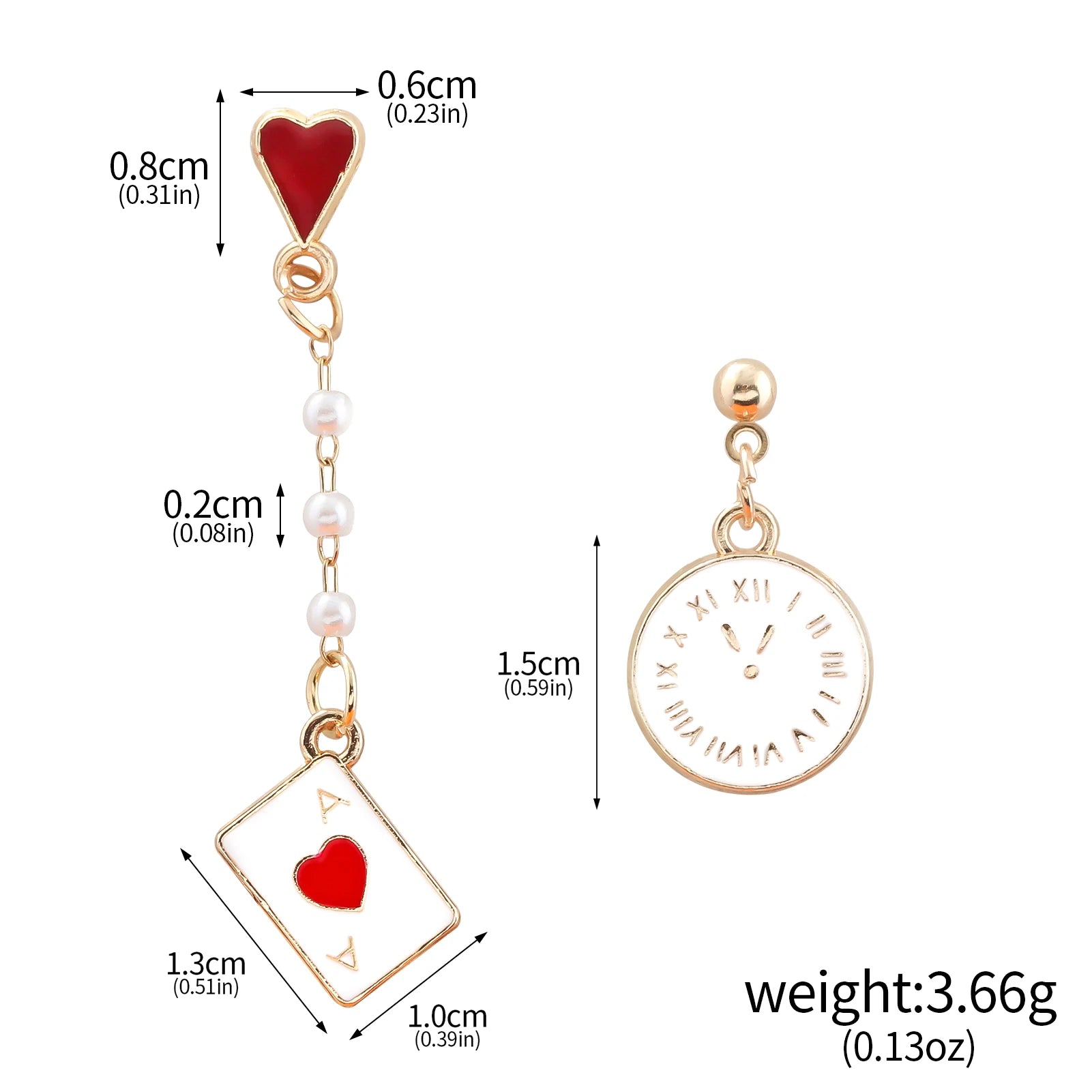 Alice In Wonderland Playing Card Earrings Women Funny Clock Poker Card Drop Earrings Hearts And Spades Playing Cards Earrings