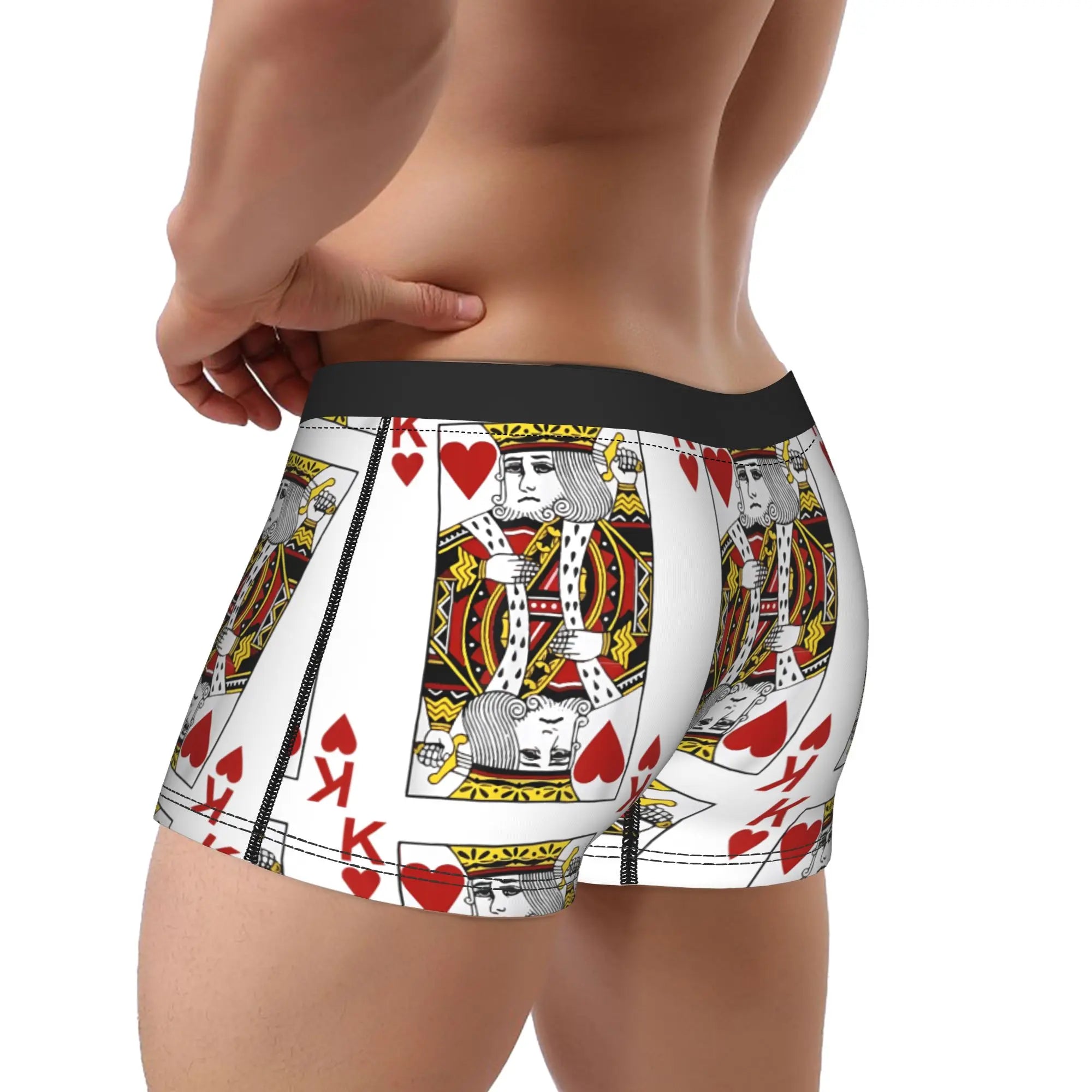 Men Boxer Briefs Shorts pants Panties King Of Hearts Blackjack Cards Poker 21 K Breathable Underwear Male Humor Plus Size Underpants