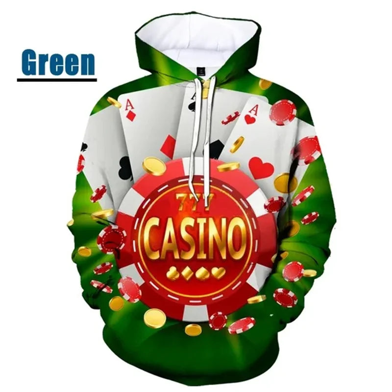 Hoodie Graphique Poker - Enfants & Femmes Hip Hop Streetwear