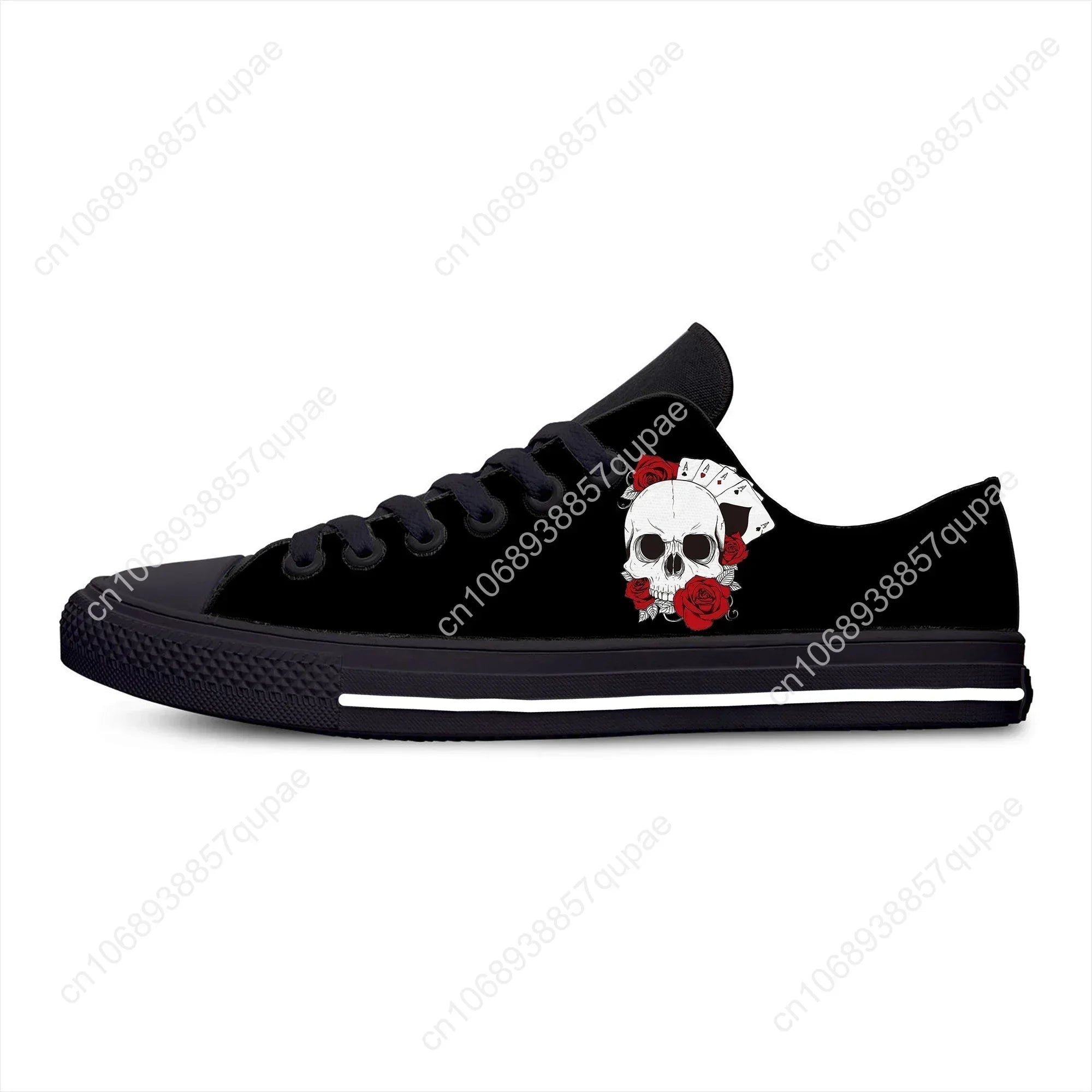 Grim Reaper Death Skull Poker Skeleton Low Top Sneaker baskets