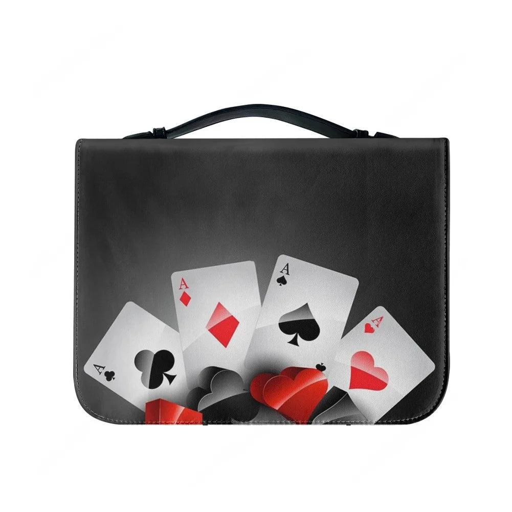 Playing Card Poker 3D Printed Pattern Bible Bags Christian Gifts Cover Bible Pack Waterproof Leather Bag Pockets Package Case