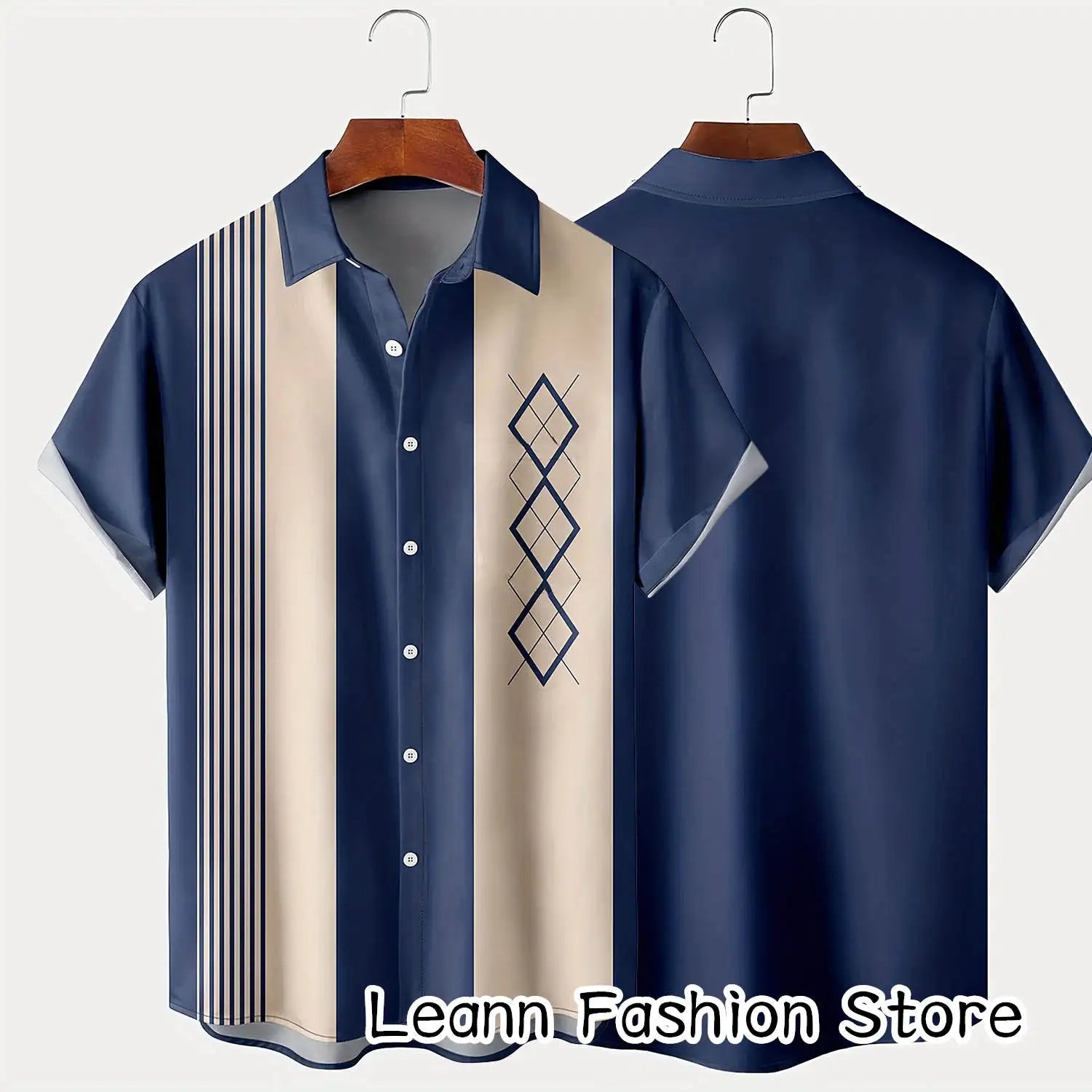 Men Summer Poker Symbol Stripe Print Shirt Casual Beach Short Sleeve Clothing Male Button Lapel Collar Shirt Fashion Leisurewear