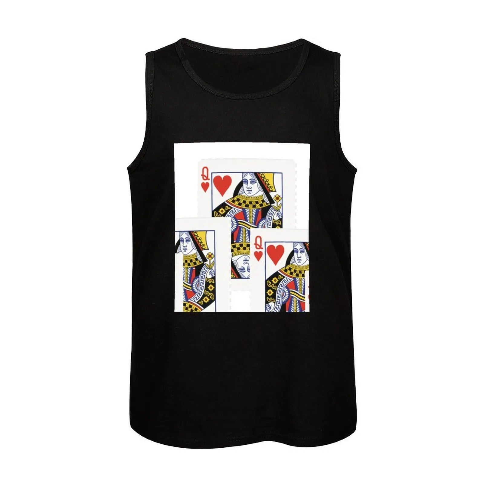 #2 DECORATIVE RED QUEEN OF HEARTS PLAYING CARDS ART, Tank Top Casual Daily Tank Top Lightweight Basic Sleeveless