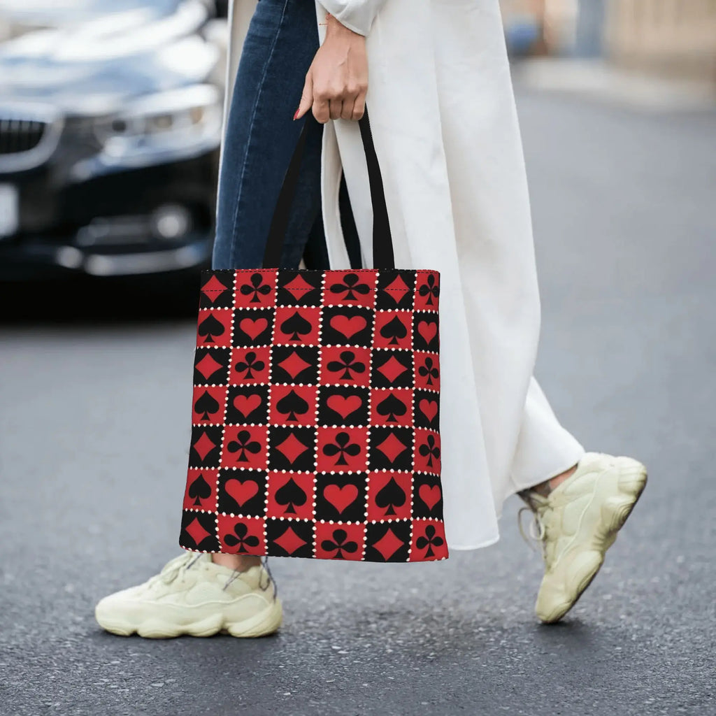 Fashionable Tote Bag - Grand Format Cartes à Jouer Style Toile Sac Foldable Chic Cadeaux