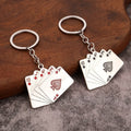 Poker Card Keychain for Men Women Metal Playing Card Key Ring Lucky Ace Pendant Casino Style Gift Backpacks Car Accessory