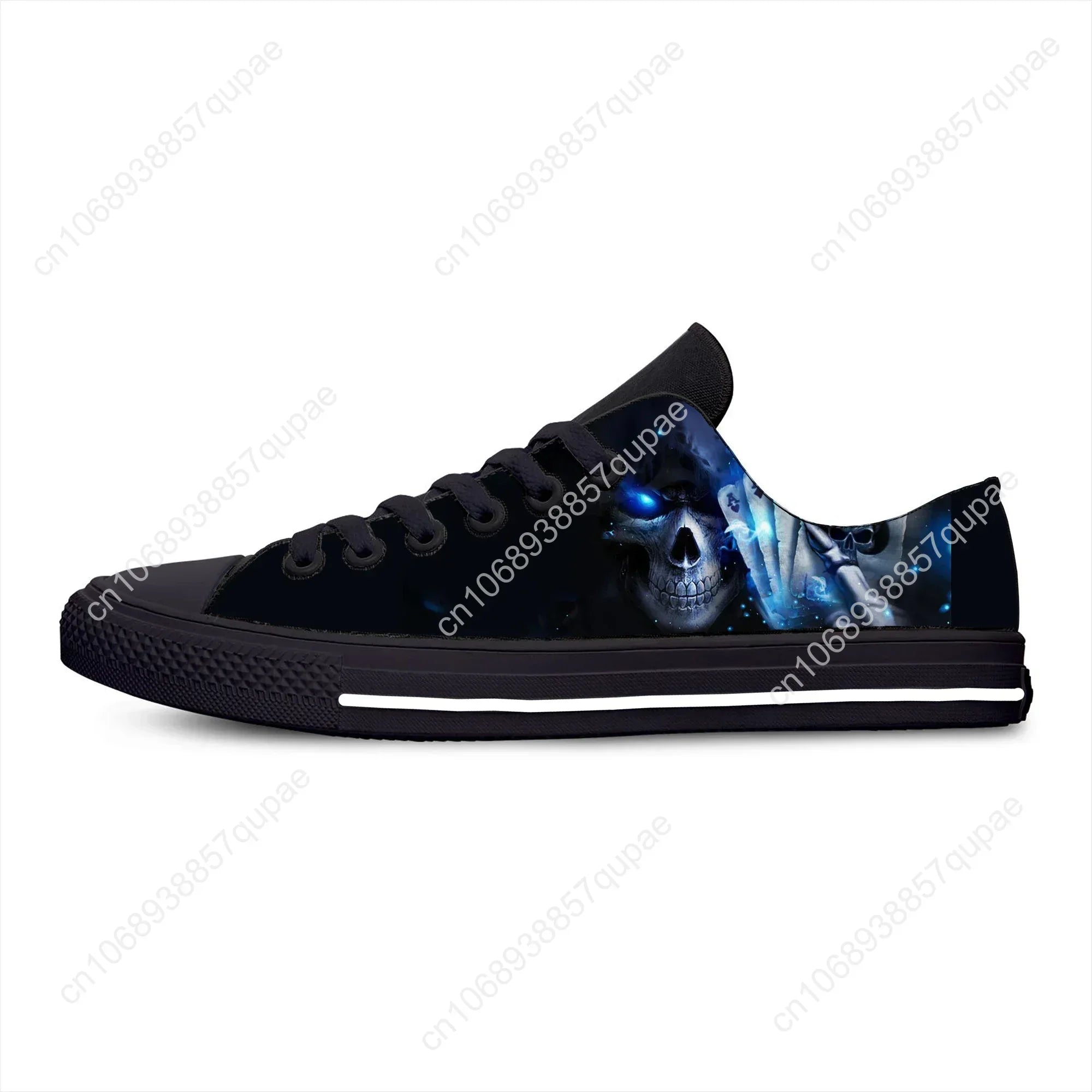 Grim Reaper Death Skull Poker Skeleton Low Top Sneaker baskets