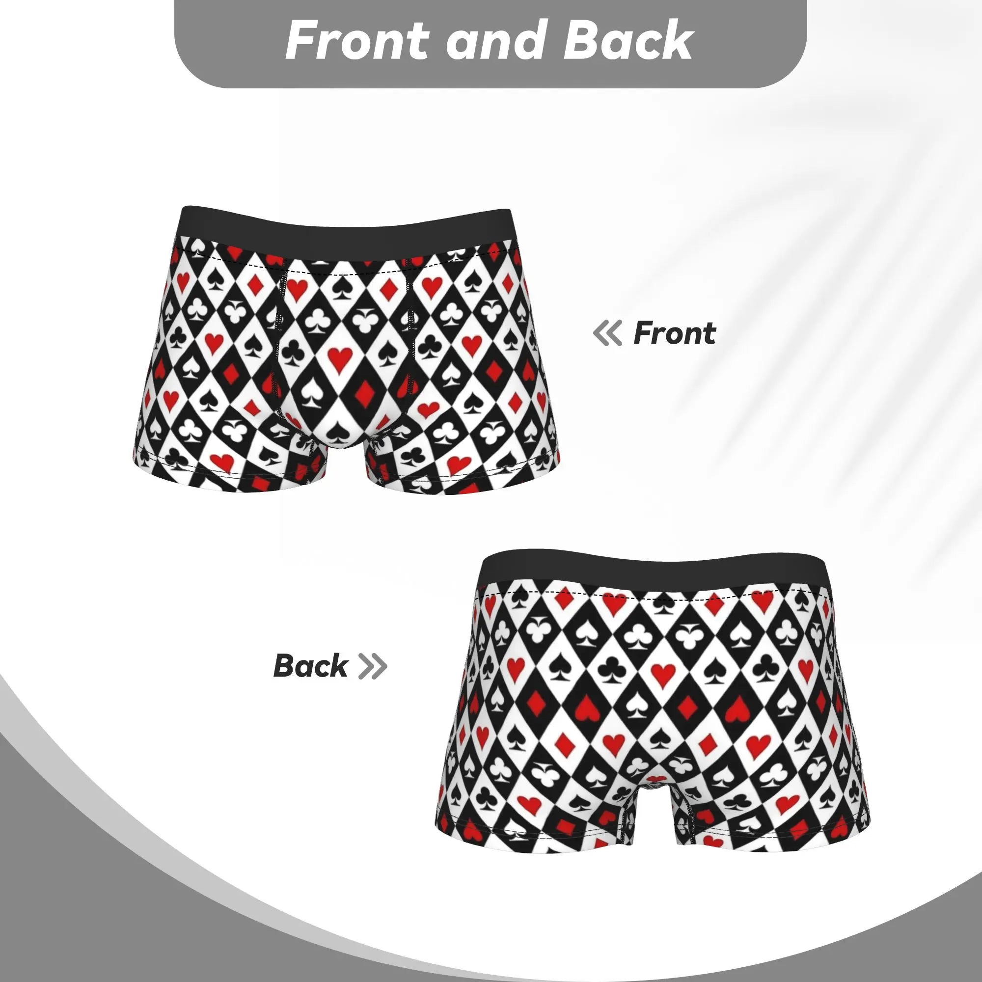 Playing cards suit symbols Underwear  Elastic Underpants Custom DIY Boxer Brief For Men 3D Pouch Plus Size Boxershorts