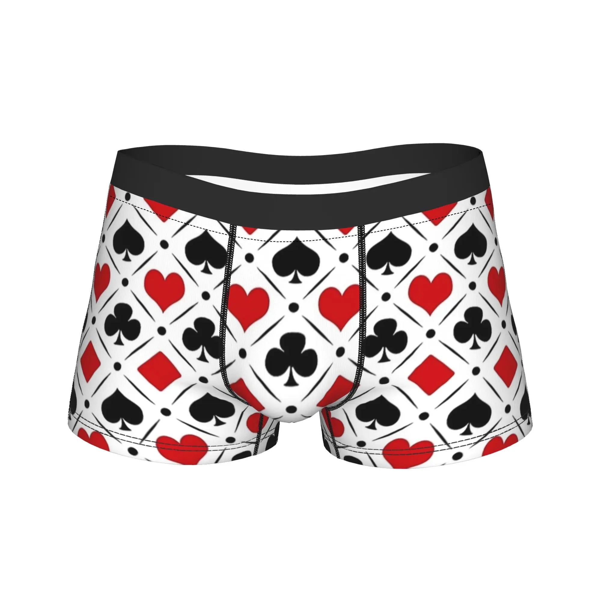 Playing cards suit symbols Underwear  Elastic Underpants Custom DIY Boxer Brief For Men 3D Pouch Plus Size Boxershorts