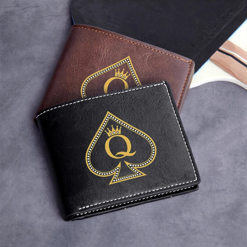 Queen of Pique Premium PU Leather Portefeuille pour Homme Slim Lightweight Durable Business Style Elegant Design