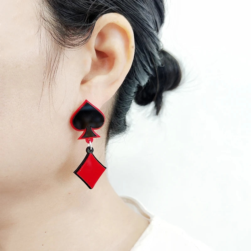 KUGUYS Poker Sign Drop Earrings
