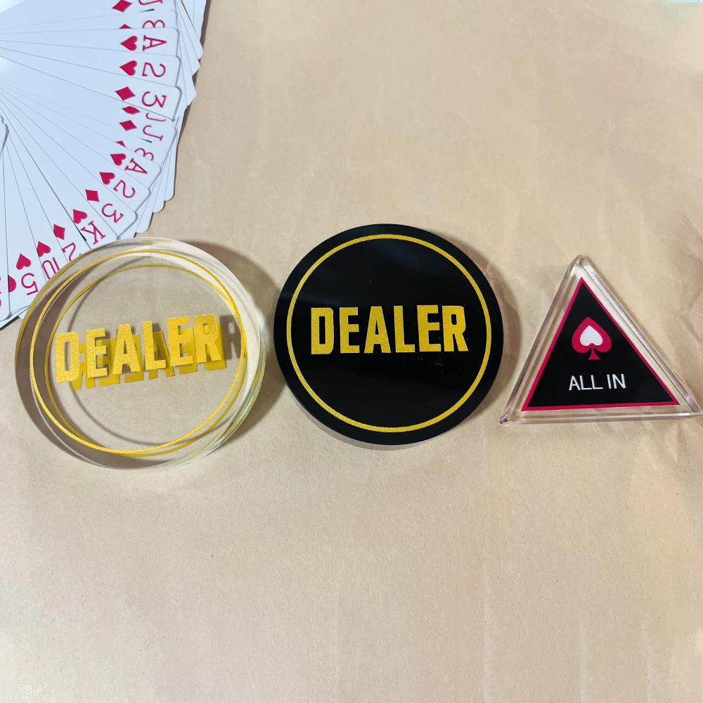 1pc  ALL IN Home Games Crystal Poker Chips Dealer Buttons Poker Chip for Poker Games /Card Games Triangle Poker Accessories