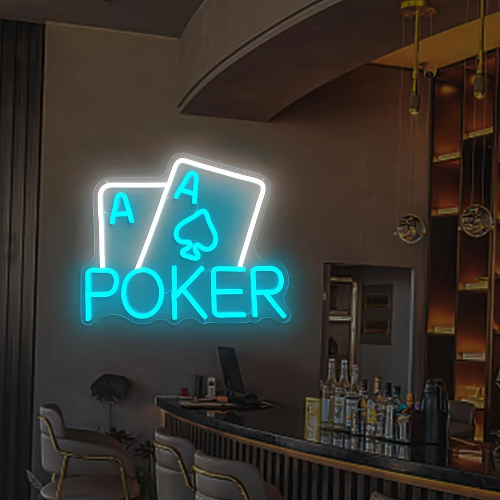 Poker LED Neon Signs, Home Wall Decoration, USB-powered LED Lights, Bars, Entertainment Rooms, Game Rooms, Men's Cave Parties