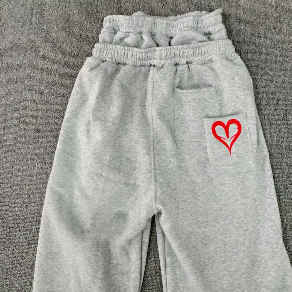 Y2K Double Waist Grey Poker Embroidered Loose Streetwear For Men And Women Jogging Pants Gothic Hip-Hop Sports Casual Sweatpants