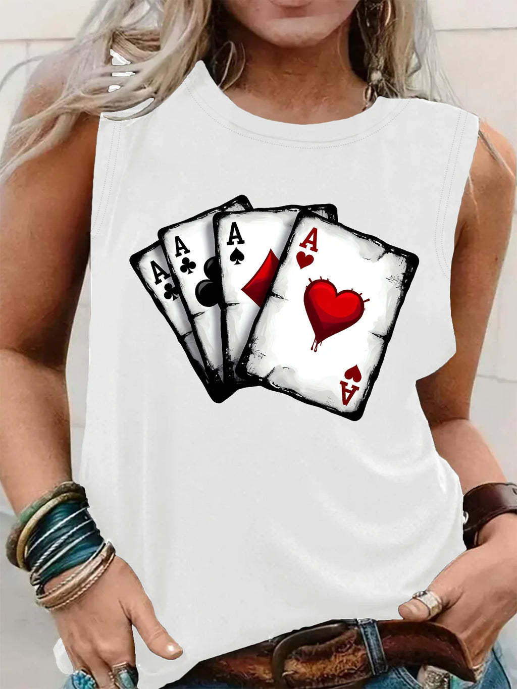 PLUS SIZE printed Summer women's loose and personalized dream catcher mesh printed vest top T-shirt comfortable sleeveless