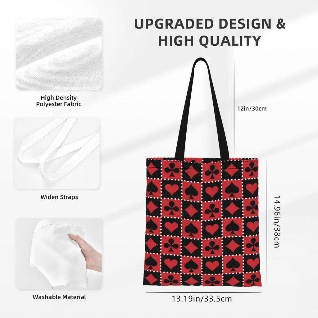 Fashionable Tote Bag - Grand Format Cartes à Jouer Style Toile Sac Foldable Chic Cadeaux