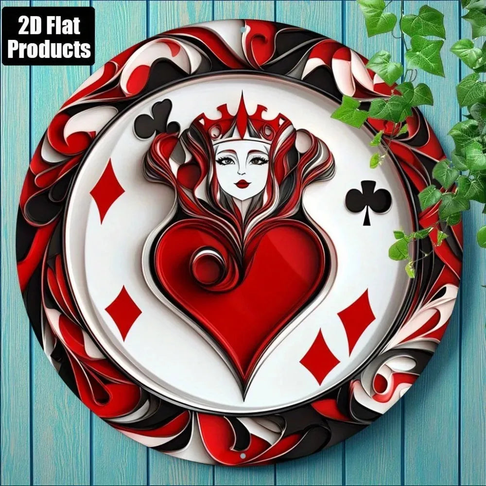 Retro Poker 8x8 Inch Aluminum Sign, 2D Flat Metal Wall Art, High-Definition Decorative Tin Sign for Home Office