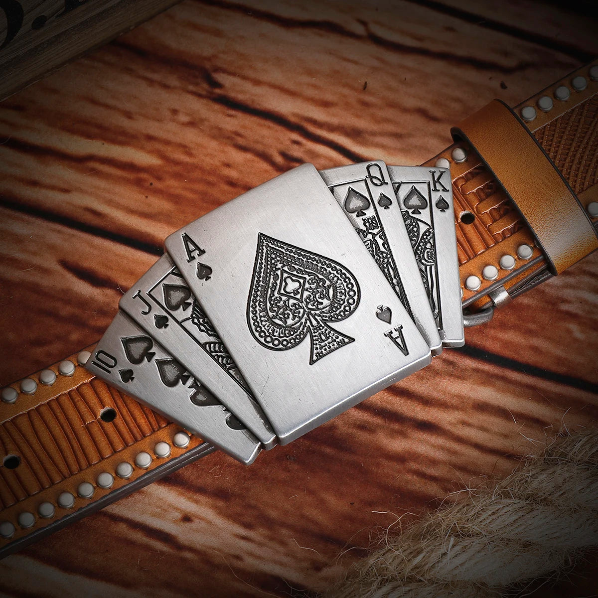 Pique Mode Unique Double layer Cowhide Brown Handmade Leather Western Cowboy Style Ceinture, Essential Cadeau pour Cadeaux