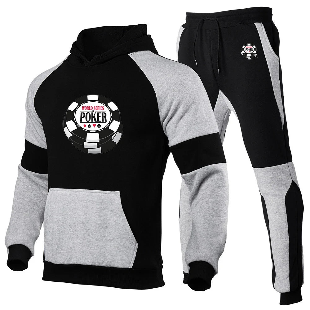 World Series of Poker Logo Print Daily Simple Commute Convenient High End Luxury Hoodies Drawstring Long Pants Suits