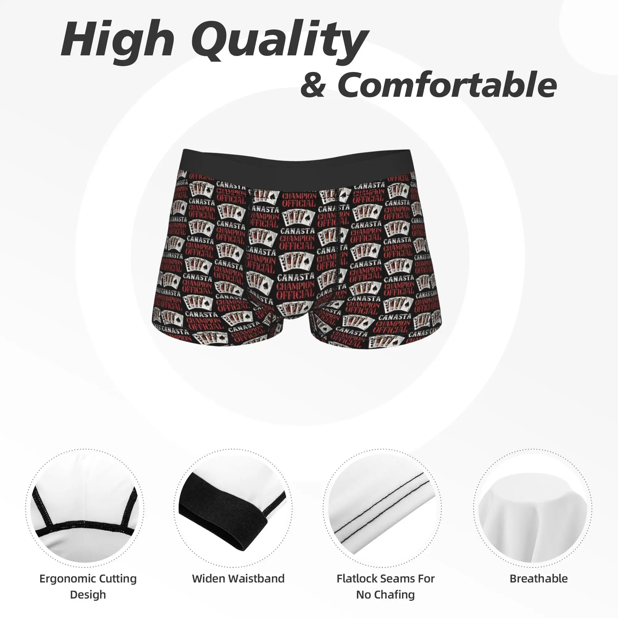 Champion Gambling Poker Card Game Underwear  Males Boxer Brief Novelty Boxer Shorts High Quality Pattern Plus Size Panties