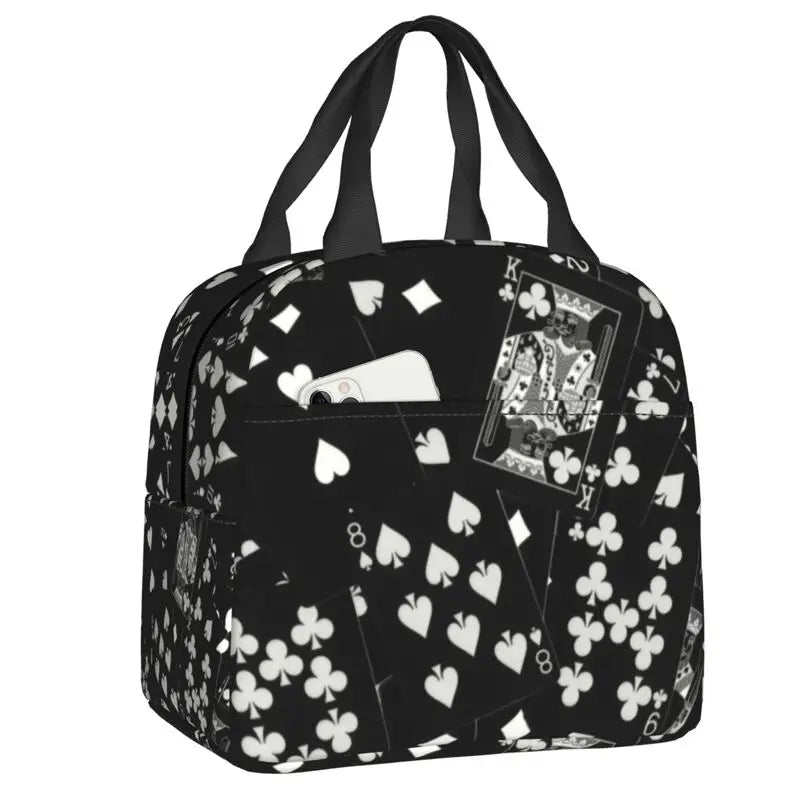 Poker Four Suits Portable Lunch Box Étanche Card Game Players Cooler Thermal Food Insulated Lunch Bag School Children Student