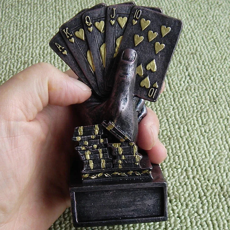 Texas Poker Card Tournament Medal Winner Finger Trophy Casino Cup Poker Game Souvenirs Award Prize Home Decoration Gift