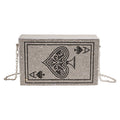 Sac à Main Pochette Femme Strass Poker Cœur — Chaîne Dorée Bandoulière Soirée