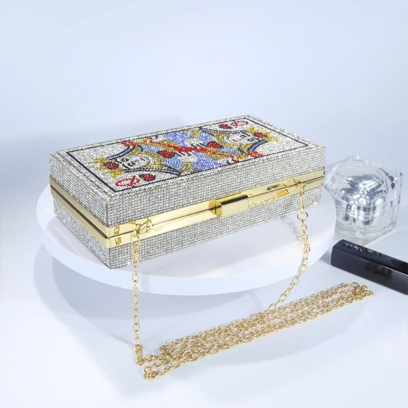 Women Card Evening Clutch Purse Novelty Purse Queen Hearts Bags Playing Cards Gift