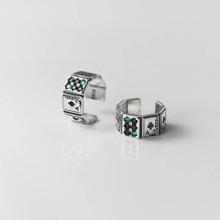 Korean 925 Sterling Silver Vintage Personality Hip-hop Punk Poker Clip Earrings for Men S925 Party Jewelry Gift Aretes De Mujer