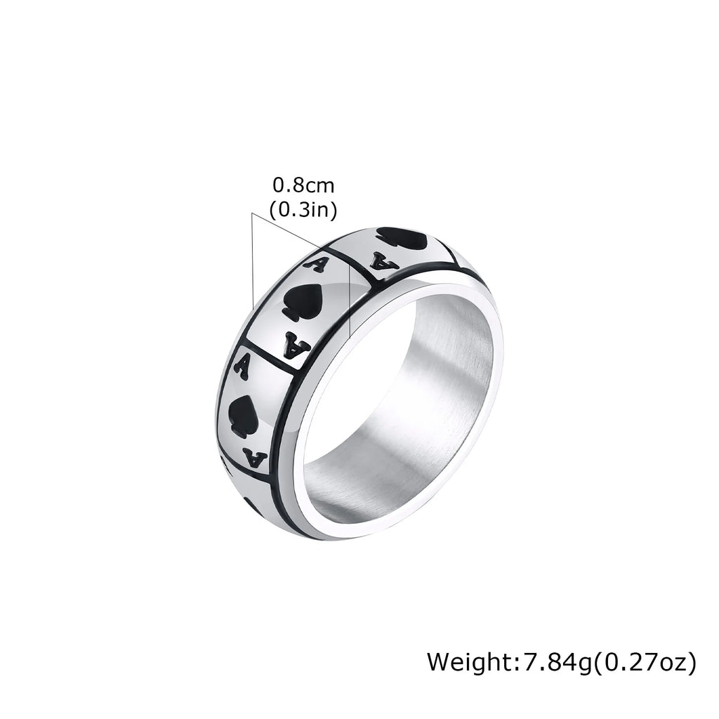 Vnox Stainless Steel Ace of Spades Ring, 8mm Wide Poker Symbol Ring for Men Women, Hip Hop Fashion Jewelry (US Size 7-10)‌