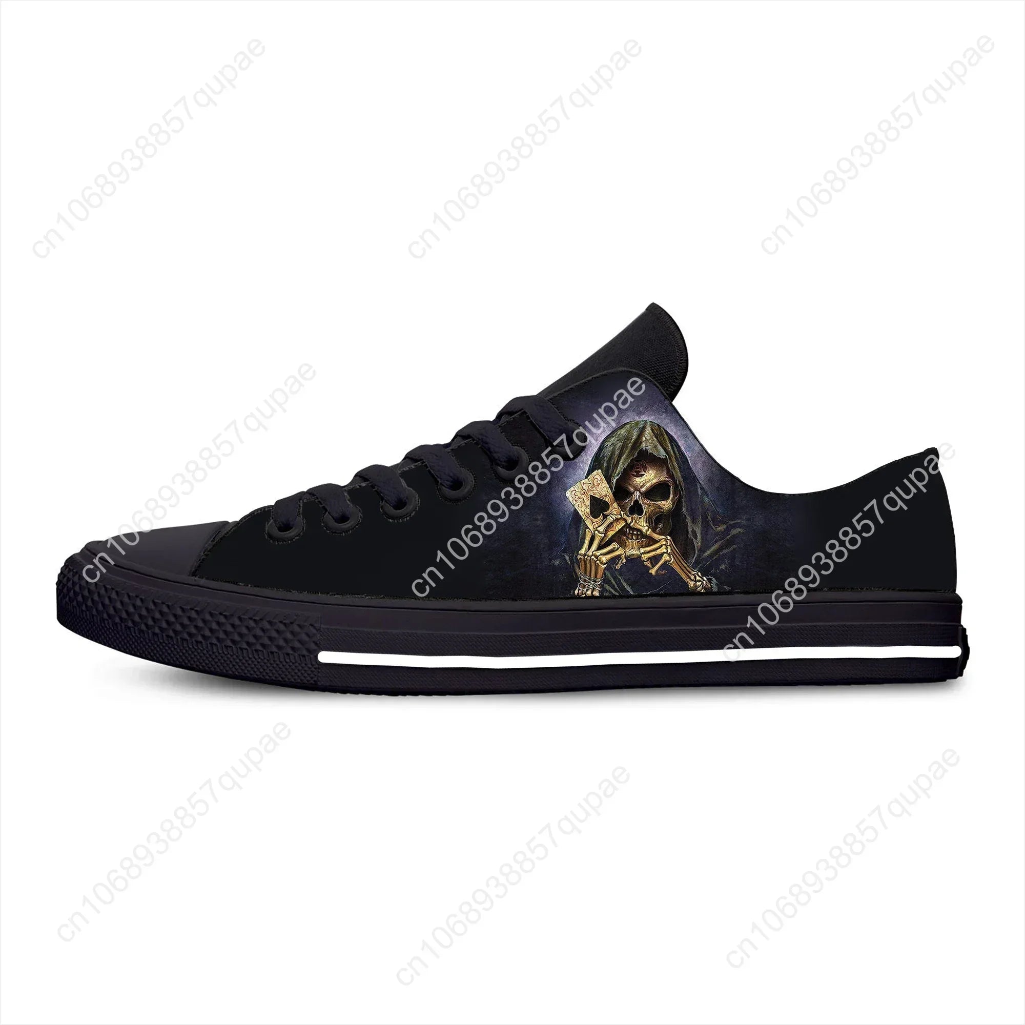 Grim Reaper Death Skull Poker Skeleton Low Top Sneaker baskets