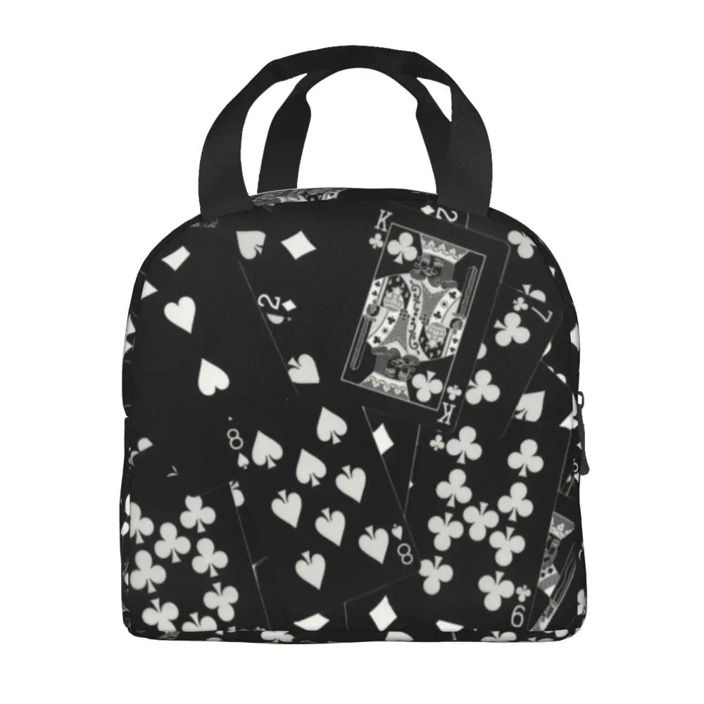 Poker Four Suits Portable Lunch Box Étanche Card Game Players Cooler Thermal Food Insulated Lunch Bag School Children Student