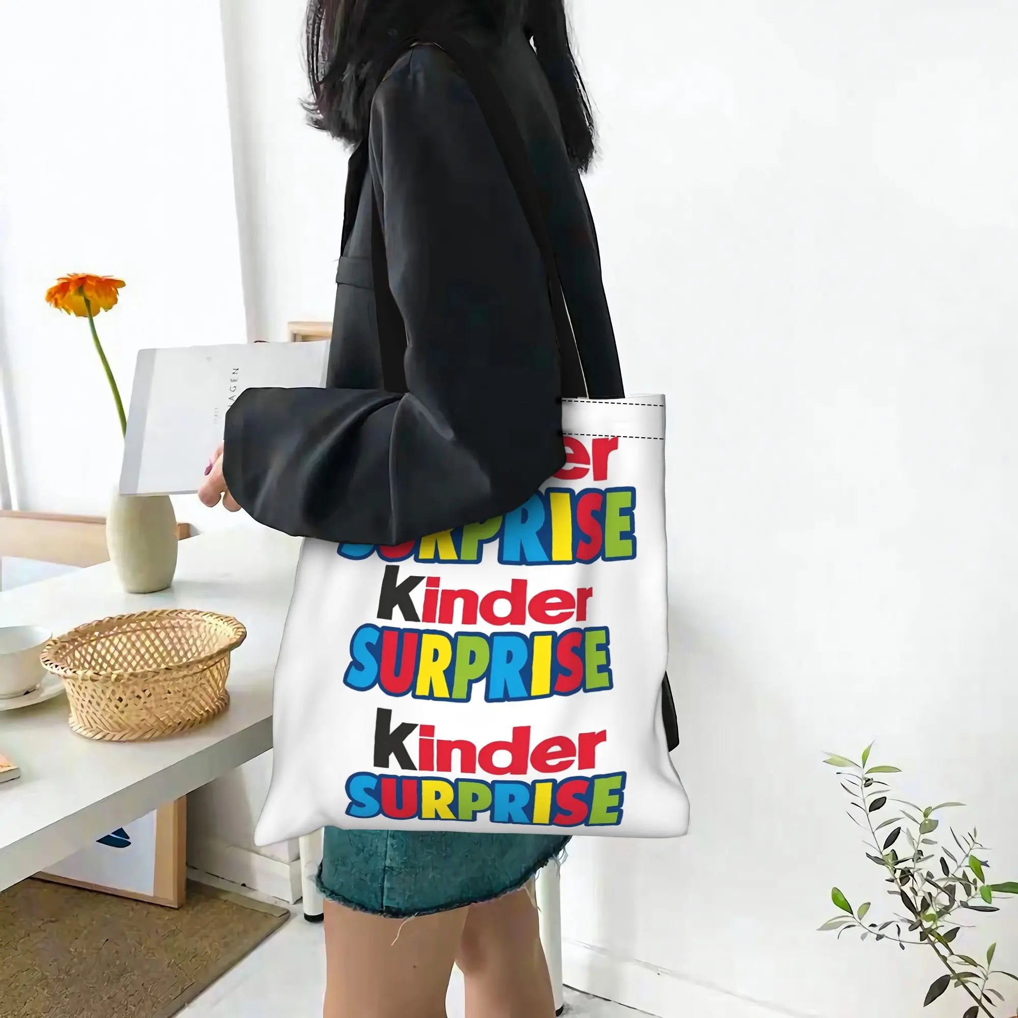 Fashionable Tote Bag - Grand Format Cartes à Jouer Style Toile Sac Foldable Chic Cadeaux