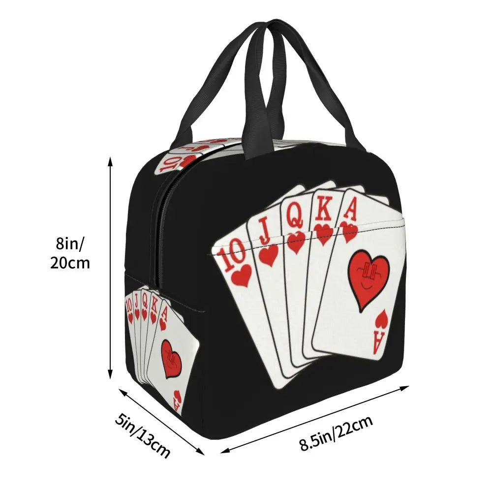 Poker Four Suits Portable Lunch Box Étanche Card Game Players Cooler Thermal Food Insulated Lunch Bag School Children Student