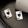 Creative Love Zircon Poker Stud Earrings For Woman Trendy Enamel Geometry Earrings Charm Office Party Accessories Jewelry Gifts