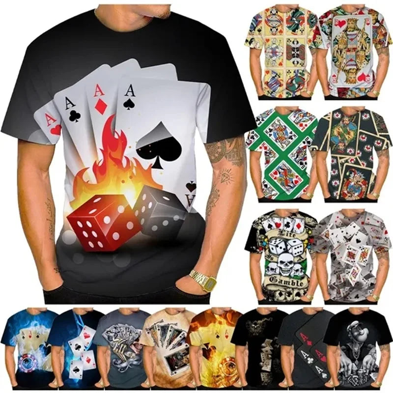 T-Shirt Cartes à Jouer Poker 3D - Imprimé Graphique Unisexe