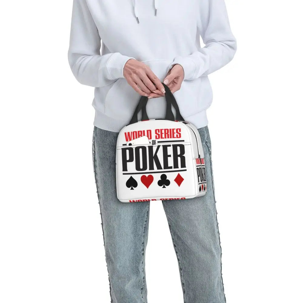 Poker Four Suits Portable Lunch Box Étanche Card Game Players Cooler Thermal Food Insulated Lunch Bag School Children Student