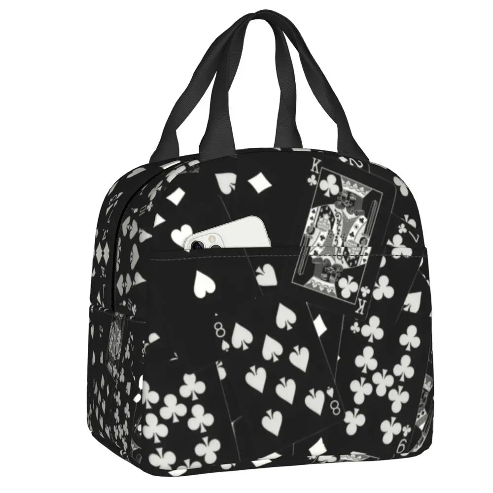 Poker Four Suits Portable Lunch Box Étanche Card Game Players Cooler Thermal Food Insulated Lunch Bag School Children Student