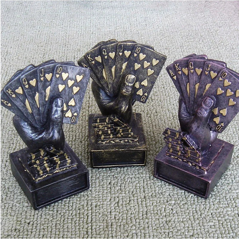 Texas Poker Card Tournament Medal Winner Finger Trophy Casino Cup Poker Game Souvenirs Award Prize Home Decoration Gift