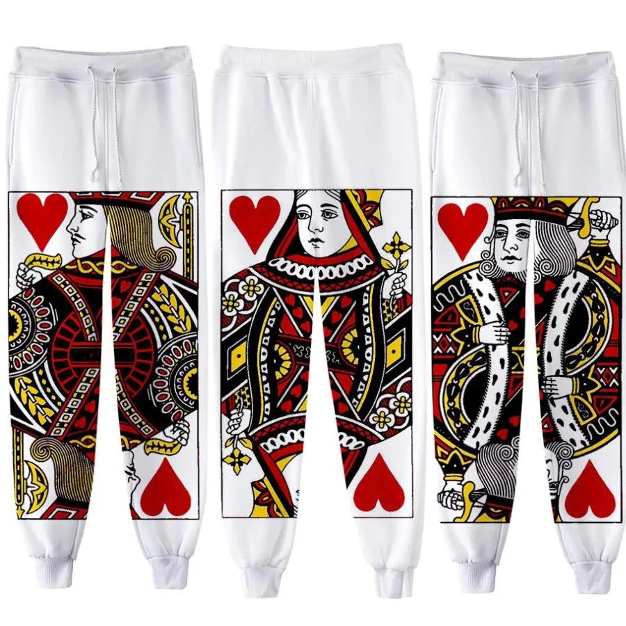 Funny 3D mens jogger pants Playing Cards K King Q Queen Poker Face fashion Harajuku sweatpants casual long trousers/hoodie