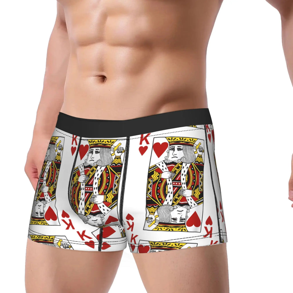Men Boxer Briefs Shorts pants Panties King Of Hearts Blackjack Cards Poker 21 K Breathable Underwear Male Humor Plus Size Underpants