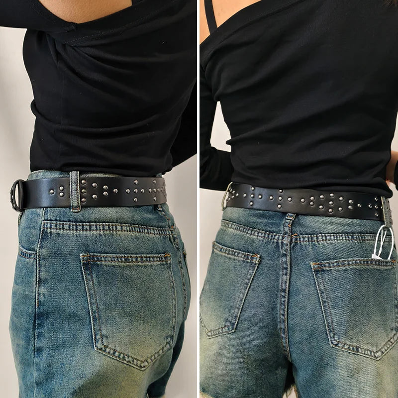 Western Noir Ceinture pour Homme et Femme Poker Rivet Ceintures Male Mode Leisure Punk Accessories wide Jeans Waistband Homme Cadeaux