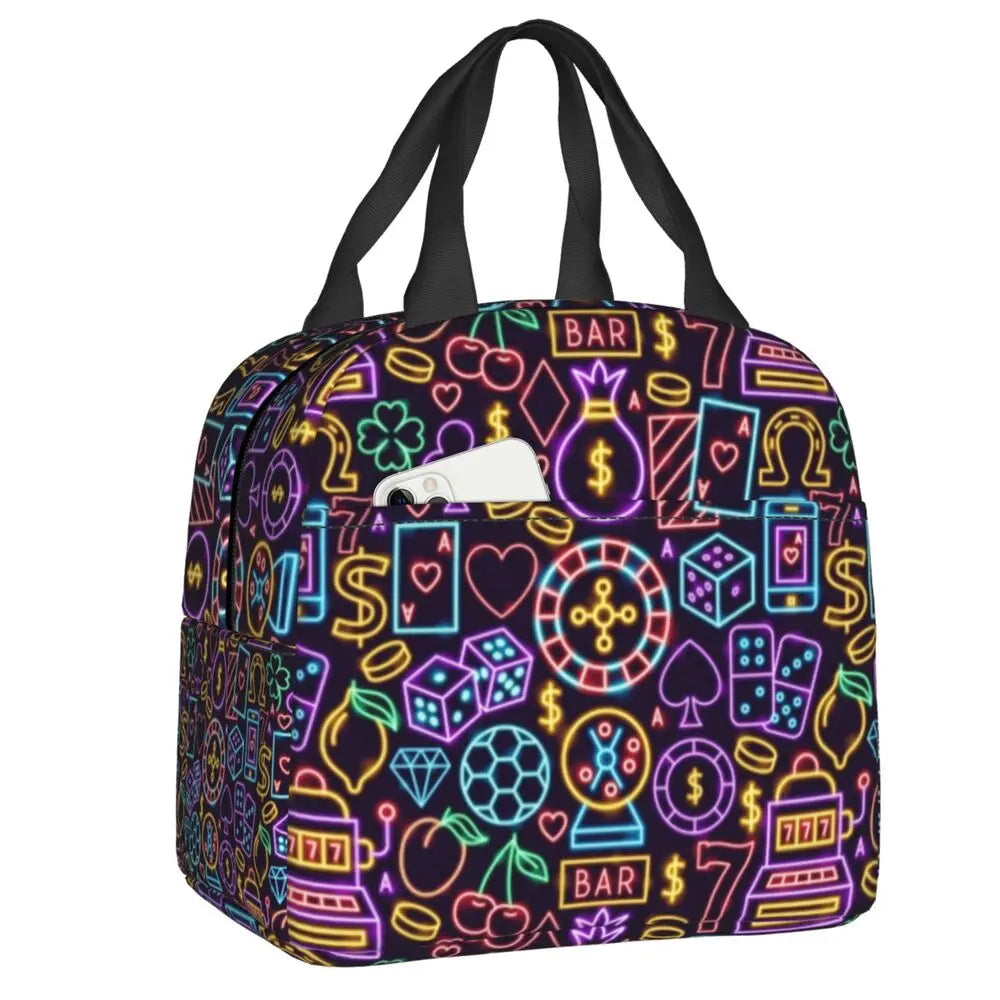 Poker Four Suits Portable Lunch Box Étanche Card Game Players Cooler Thermal Food Insulated Lunch Bag School Children Student