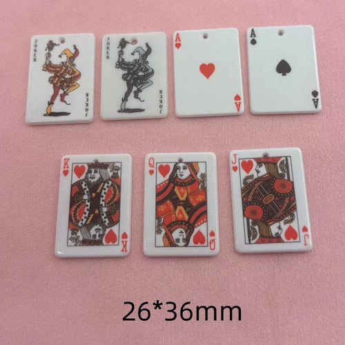 10pcs acrylic simulation poker pendant, DIY jewelry making earrings, keychain accessories