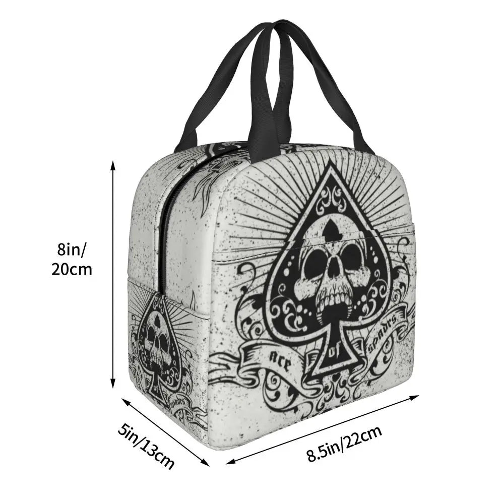 Poker Four Suits Portable Lunch Box Étanche Card Game Players Cooler Thermal Food Insulated Lunch Bag School Children Student