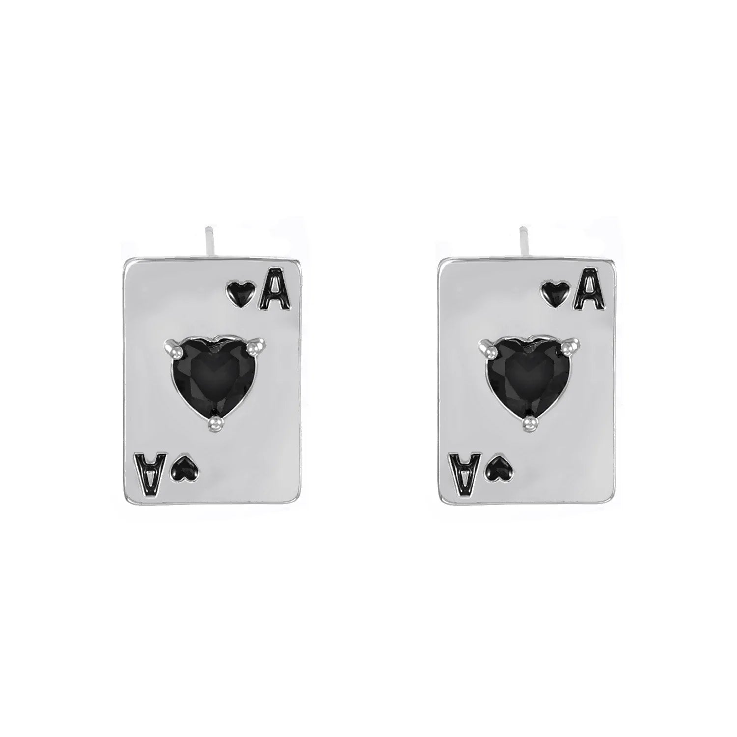 Creative Love Zircon Poker Stud Earrings For Woman Trendy Enamel Geometry Earrings Charm Office Party Accessories Jewelry Gifts