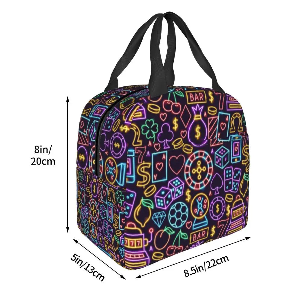 Poker Four Suits Portable Lunch Box Étanche Card Game Players Cooler Thermal Food Insulated Lunch Bag School Children Student