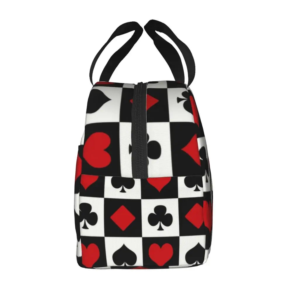 Poker Four Suits Portable Lunch Box Étanche Card Game Players Cooler Thermal Food Insulated Lunch Bag School Children Student