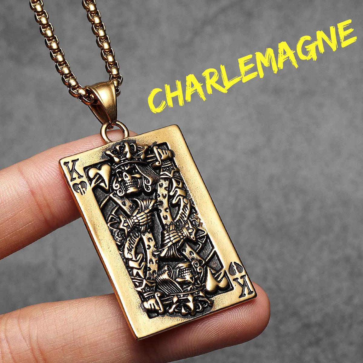 Spade King Skull Poker Stainless Steel Men Necklaces Pendants Chain Punk for Boyfriend Male Jewelry Creativity Gift Wholesale